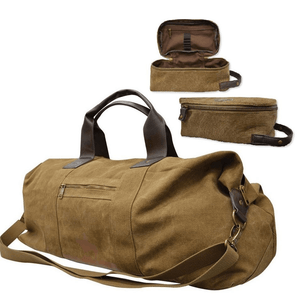 Thomas Cook Canvas Duffle & Wash Bag Combo - BROWN - Stylish Outback Clothing